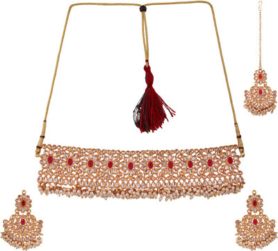 Angel In You Brass Gold-plated Red Jewellery Set(Pack of 1)