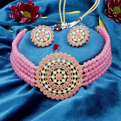 msy Alloy Gold-plated Pink Jewellery Set(Pack of 1)