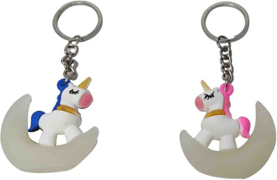 heeva creation Cute Unicorn Keychain Set Of 2 Piece. (Multi Colour).2 Piece Key Chain