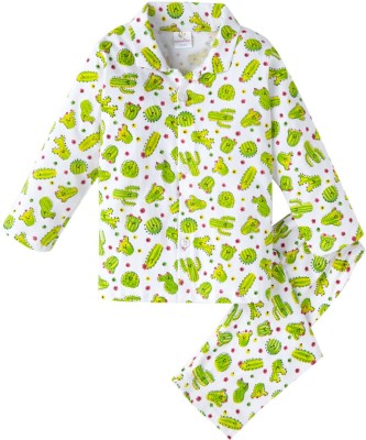 Babywish Kids Nightwear Girls Printed Cotton(Green Pack of 1)