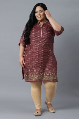 Aurelia Women Printed Straight Kurta(Maroon)