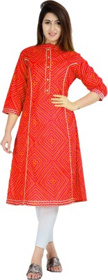 Som&Dee Women Printed Straight Kurta(Red)