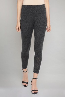 Aurelia Ankle Length Ethnic Wear Legging(Grey, Solid)