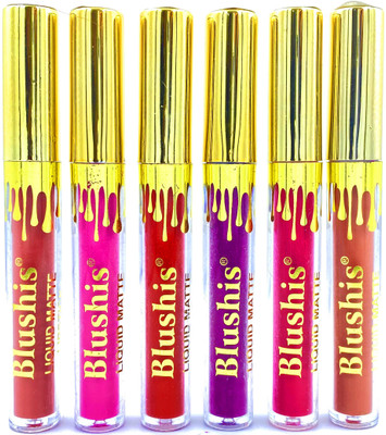 BLUSHIS Super stay matte ink bold lip color liquid lipstick combo pack of 6 peice(Multicolour, 36 ml)