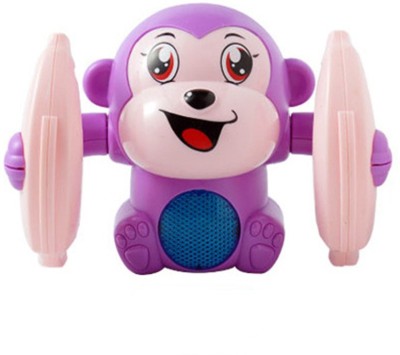 ARNIYAVALA Dancing and Spinning Rolling Doll Tumble Monkey Toy Voice Control Banana Monkey with Musical Toy with Light and Sound Effects and Sensor(MixColor) (purple)(Purple)