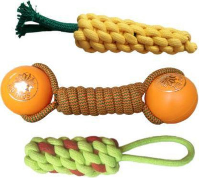Pet Guard Combo of 3 Durable Pet Teeth Cleaning Chewing Biting Knotted Small Puppy Toys Rubber Chew Toy For Dog