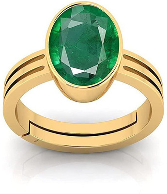 Chopra Gems Emerald Panna Panchdhatu Rashi Ratan Ring for Astrological Purpose Lab Certified Brass Emerald Gold Plated Ring