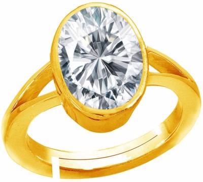 Sidharth Gems 11.25 Ratti 10.50 Crt Zircon Ring American Diamond Zircon Stone Brass Zircon Gold Plated Ring
