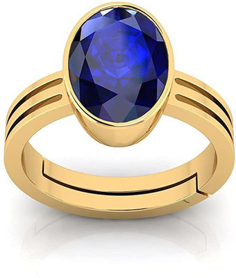 Chopra Gems Blue Sapphire/Neelam Gemstone Panchdhatu Adjustable Ring for Women & Men Brass Sapphire Gold Plated Ring