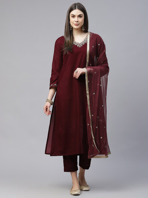 DIVENA Embroidered, Embellished Kurta, Trouser/Pant & Dupatta Set