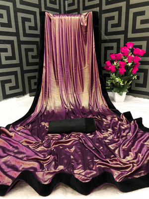 PRYAG SAREES Embellished Bollywood Lycra Blend Saree(Purple)