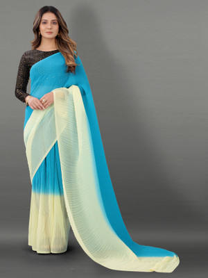 Barkiya Creation Self Design Bollywood Georgette Saree(Blue)