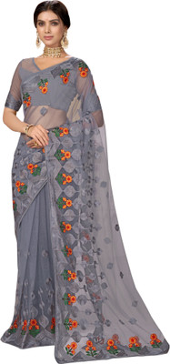 sareela Embroidered, Embellished Bollywood Net Saree(Grey)