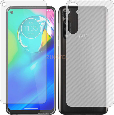 ZINGTEL Front and Back Screen Guard for MOTOROLA G POWER (Front Matte Finish & Back 3d Carbon Fiber)(Pack of 2)