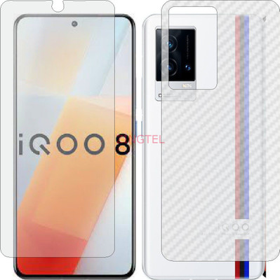 ZINGTEL Front and Back Screen Guard for VIVO IQOO 8 5G (Front Matte Finish & Back 3d Carbon Fiber)(Pack of 2)