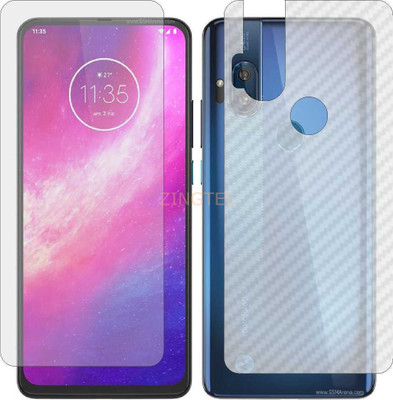 ZINGTEL Front and Back Screen Guard for MOTO ONE HYPER (Front Matte Finish & Back 3d Carbon Fiber)(Pack of 2)