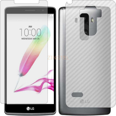 ZINGTEL Front and Back Screen Guard for LG G4 STYLUS (Front Matte Finish & Back 3d Carbon Fiber)(Pack of 2)