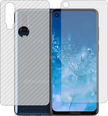 ZINGTEL Front and Back Screen Guard for MOTO P40 POWER (Front Matte Finish & Back 3d Carbon Fiber)(Pack of 2)