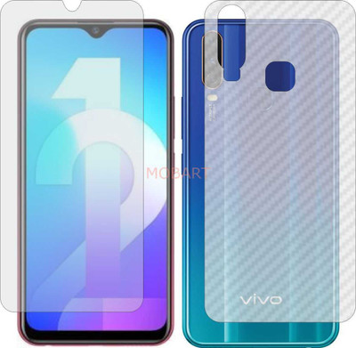 MOBART Front and Back Tempered Glass for VIVO Y12 (Front Matte Finish & Back 3d Carbon Fiber)(Pack of 2)
