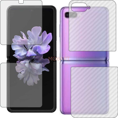 MOBART Front and Back Tempered Glass for SAMSNG GALAXY Z FLIP (Front Matte Finish & Back 3d Carbon Fiber)(Pack of 2)