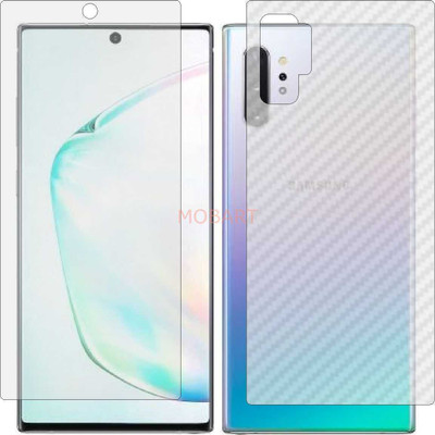 MOBART Front and Back Tempered Glass for SAMSUNG GALAXY NOTE 10 PLUS (Front Matte Finish & Back 3d Carbon Fiber)(Pack of 2)