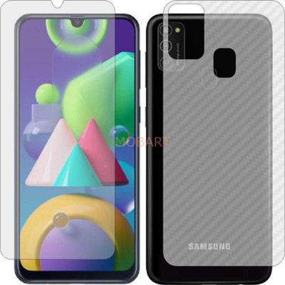 MOBART Front and Back Tempered Glass for SAMSUNG M21S (Front Matte Finish & Back 3d Carbon Fiber)(Pack of 2)