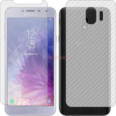MOBART Front and Back Tempered Glass for SAMSUNG GALAXY J4 2018 (Front Matte Finish & Back 3d Carbon Fiber)(Pack of 2)