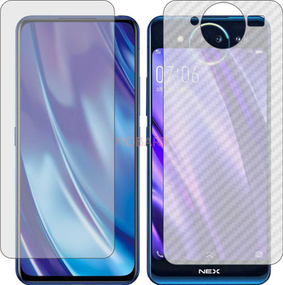 MOBART Front and Back Tempered Glass for VIVO DUAL DISPLAY (Front Matte Finish & Back 3d Carbon Fiber)(Pack of 2)