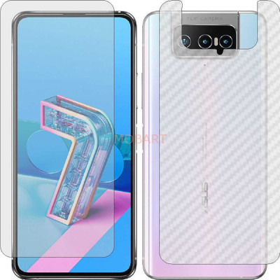 MOBART Front and Back Tempered Glass for ZENFONE 7 PRO ZS671KS (Front Matte Finish & Back 3d Carbon Fiber)(Pack of 2)