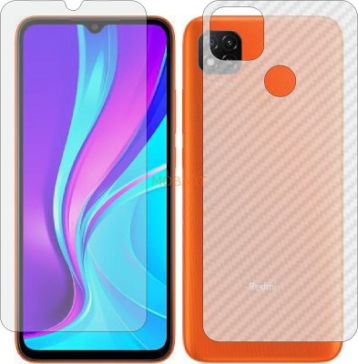 MOBART Front and Back Tempered Glass for XIAOMI REDMI 9 ACTIVE (Front Matte Finish & Back 3d Carbon Fiber)(Pack of 2)