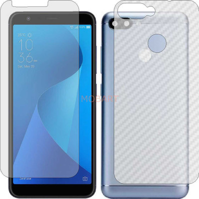 MOBART Front and Back Tempered Glass for ZENFONE MAX PLUS M1 ZB570KL (Front Matte Finish & Back 3d Carbon Fiber)(Pack of 2)