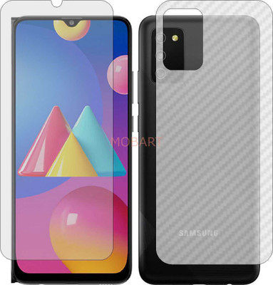 MOBART Front and Back Tempered Glass for SM M02S GALAXY M02S (Front Matte Finish & Back 3d Carbon Fiber)(Pack of 2)