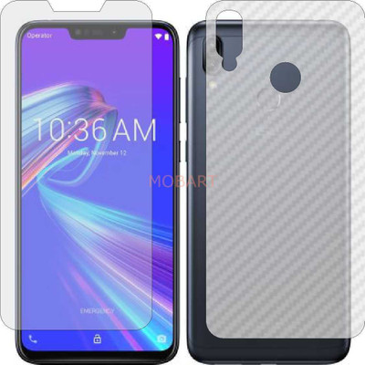 MOBART Front and Back Tempered Glass for ZENFONE MAX M2 ZB633KL (Front Matte Finish & Back 3d Carbon Fiber)(Pack of 2)