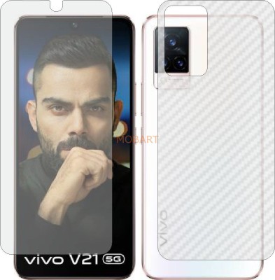 MOBART Front and Back Tempered Glass for VIVO V21 (Front Matte Finish & Back 3d Carbon Fiber)(Pack of 2)