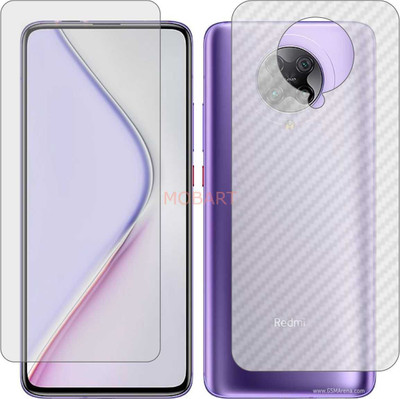 MOBART Front and Back Tempered Glass for MI K40 PRO ZOOM (Front Matte Finish & Back 3d Carbon Fiber)(Pack of 2)