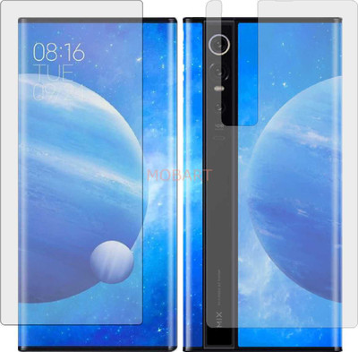 MOBART Front and Back Tempered Glass for MI MIX ALPHA (Front Matte Finish & Back 3d Carbon Fiber)(Pack of 2)