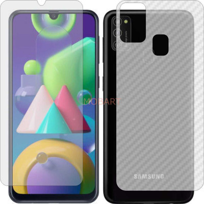 MOBART Front and Back Tempered Glass for SAMSUNG M21 (Front Matte Finish & Back 3d Carbon Fiber)(Pack of 2)
