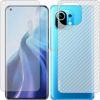 MOBART Front and Back Tempered Glass for MI 11 LITE NE (Front Matte Finish & Back 3d Carbon Fiber)(Pack of 2)