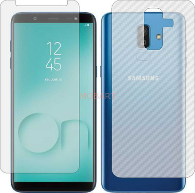 MOBART Front and Back Tempered Glass for SAMSUNG GALAXY ON8 2018 (Front Matte Finish & Back 3d Carbon Fiber)(Pack of 2)