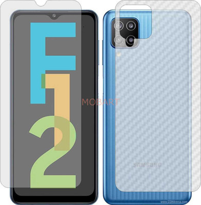 MOBART Front and Back Tempered Glass for SAMSUNG GALAXY F12 (Front Matte Finish & Back 3d Carbon Fiber)(Pack of 2)