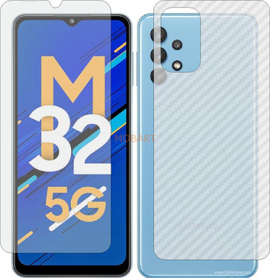 MOBART Front and Back Tempered Glass for SAMSUNG GALAXY M 32 5G (Front Matte Finish & Back 3d Carbon Fiber)(Pack of 2)