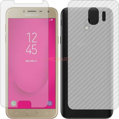 MOBART Front and Back Tempered Glass for SAMSUNG J4 GOLD (Front Matte Finish & Back 3d Carbon Fiber)(Pack of 2)
