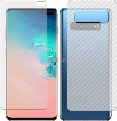 MOBART Front and Back Tempered Glass for SAMSUNG GALAXY S10 PLUS (Front Matte Finish & Back 3d Carbon Fiber)(Pack of 2)
