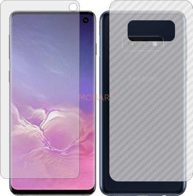 MOBART Front and Back Tempered Glass for SAMSUNG S10 E (Front Matte Finish & Back 3d Carbon Fiber)(Pack of 2)