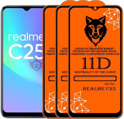 KING COVERS Edge To Edge Tempered Glass for REALME-C25(Pack of 3)