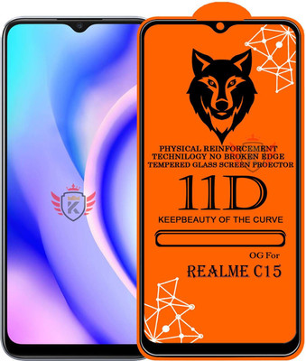 KING COVERS Edge To Edge Tempered Glass for REALME-C15(Pack of 1)