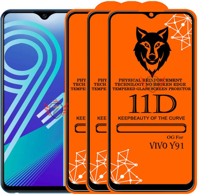 KING COVERS Edge To Edge Tempered Glass for VIVO-Y91(Pack of 3)