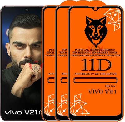 KING COVERS Edge To Edge Tempered Glass for VIVO-V21(Pack of 3)