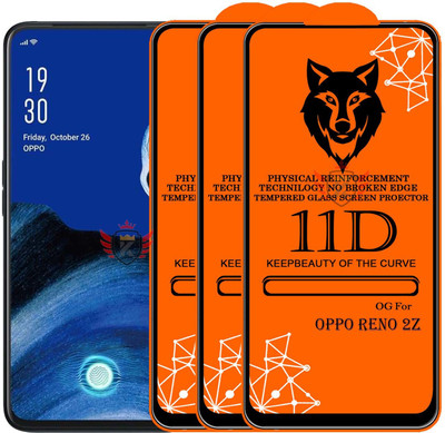 KING COVERS Edge To Edge Tempered Glass for OPPO Reno 2z(Pack of 3)