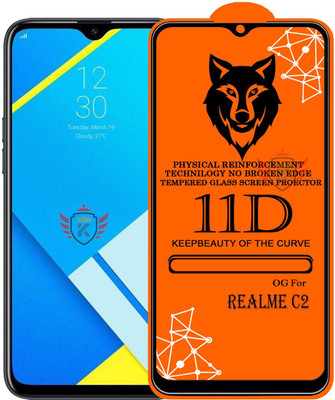 KING COVERS Edge To Edge Tempered Glass for REALME-C2(Pack of 1)
